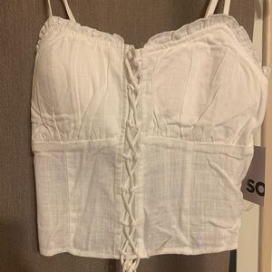 Lace up corset crop top sz medium white